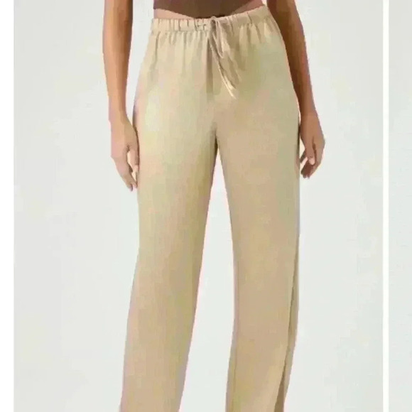 Forever 21 Satin Drawstring Wide-Leg Pants Large - Picture 3 of 7